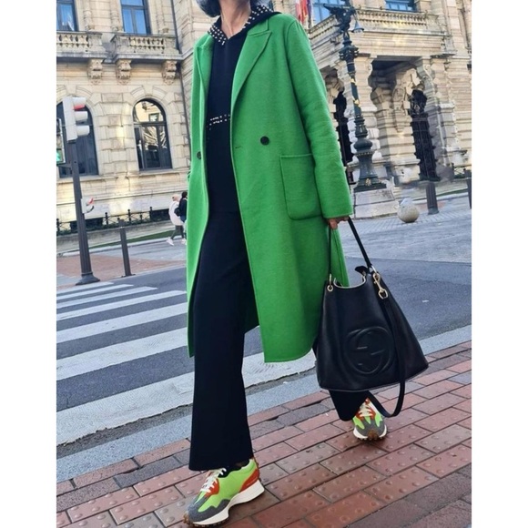 NEW Zara soft wool blend coat green - Picture 2 of 12